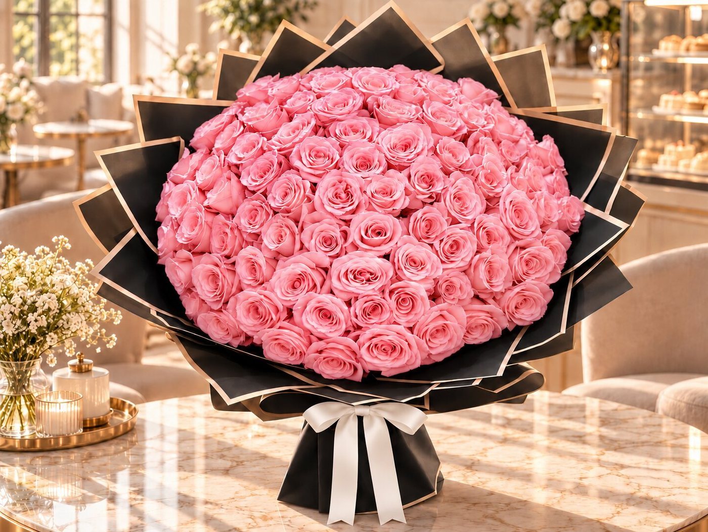 120 Pink Roses Bouquet