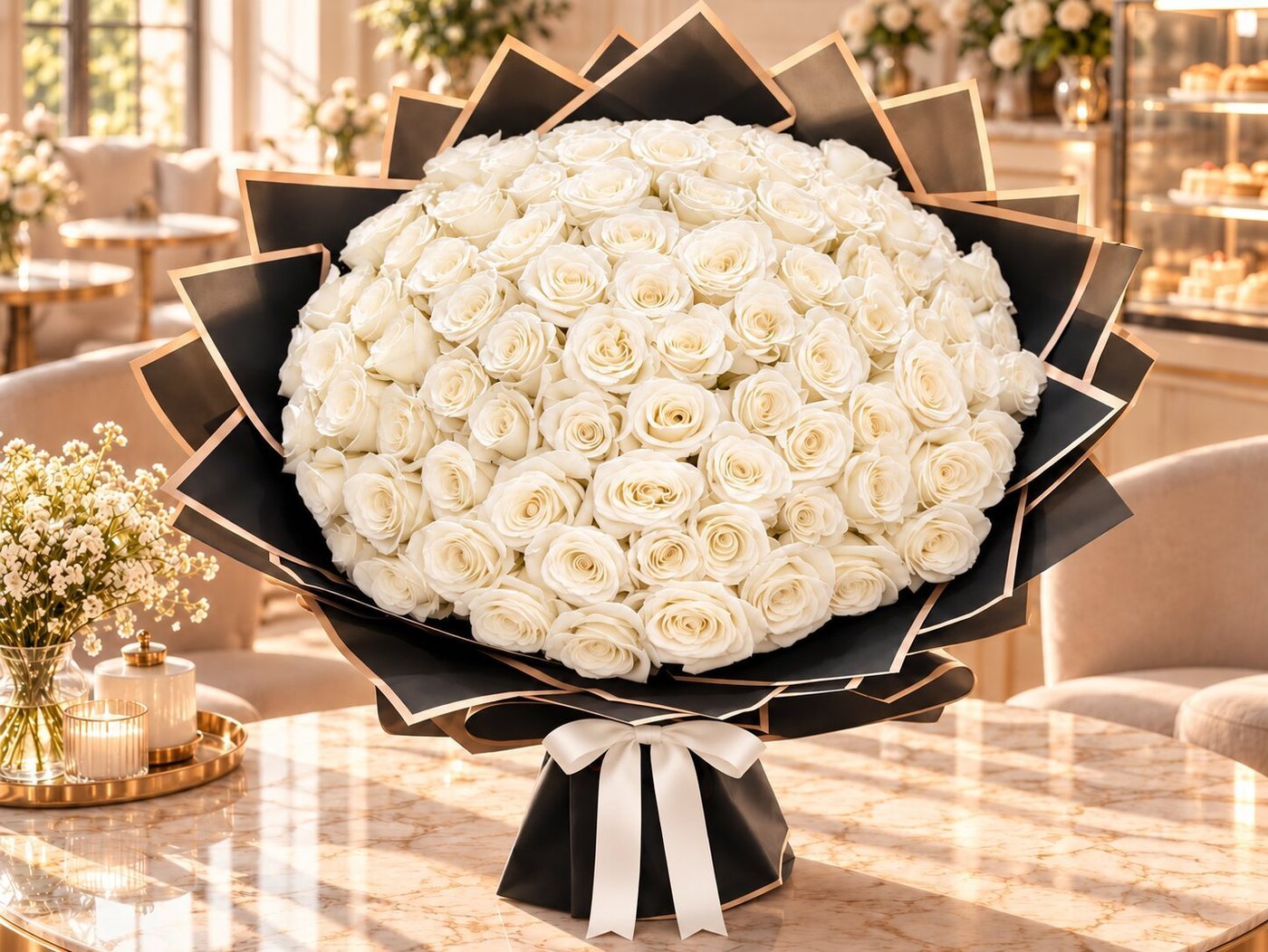 120 White Roses Bouquet
