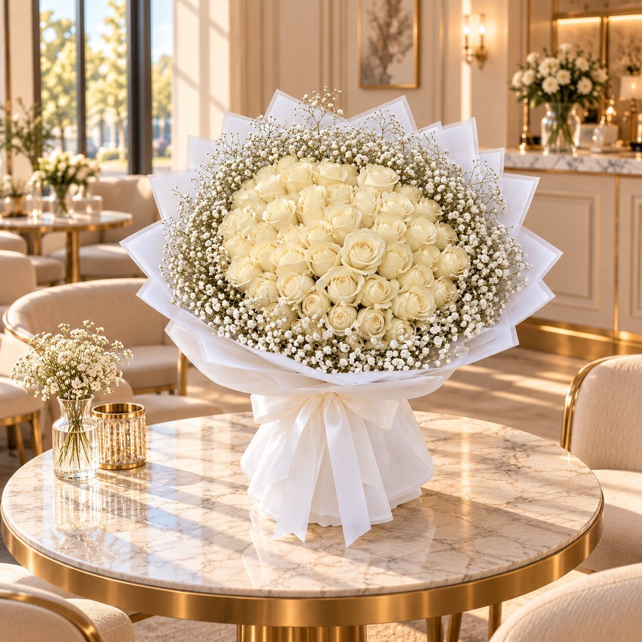 40 White Roses Bouquet